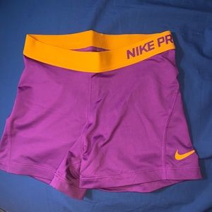 Women’s Purple Nike Pro compression shorts